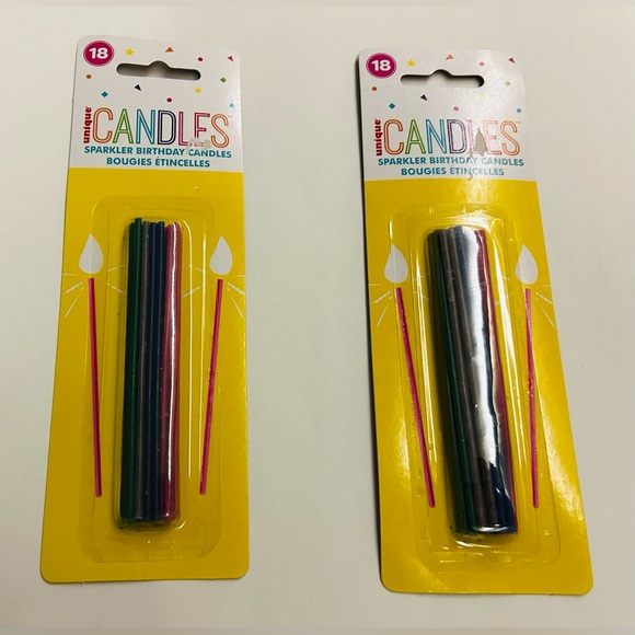 New 2 Packages Unique Candles 3 7/8" 36 Total Candles Sparkler Pink Blue Green - Picture 13 of 13